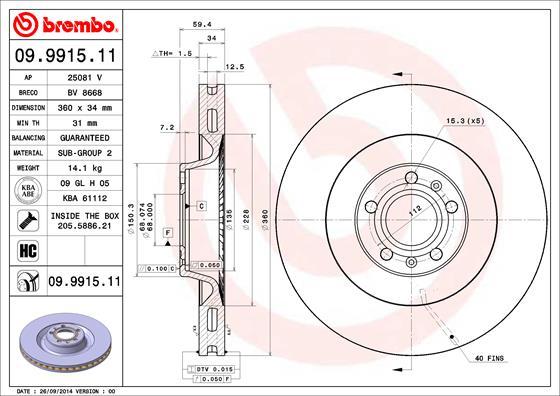 Brembo 09.9915.11 - Kočioni disk www.molydon.hr