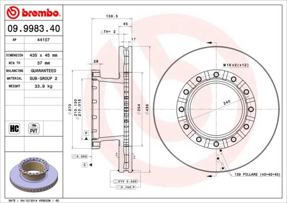 Brembo 09.9983.40 - Kočioni disk www.molydon.hr