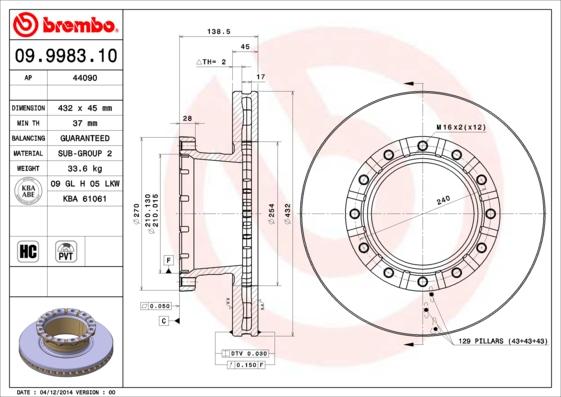 Brembo 09.9983.10 - Kočioni disk www.molydon.hr