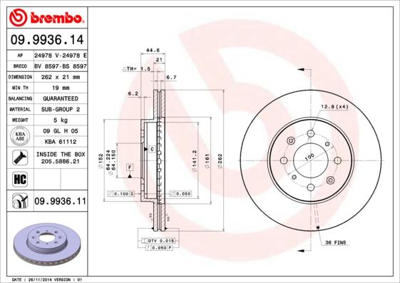 Brembo 09.9936.11 - Kočioni disk www.molydon.hr