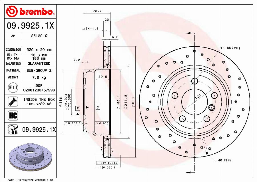 Brembo 09.9925.1X - Kočioni disk www.molydon.hr