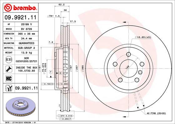 Brembo 09.9921.11 - Kočioni disk www.molydon.hr