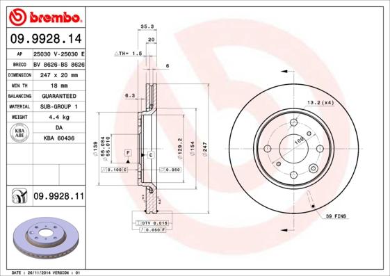 Brembo 09.9928.14 - Kočioni disk www.molydon.hr