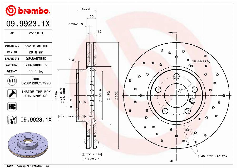 Brembo 09.9923.1X - Kočioni disk www.molydon.hr