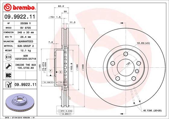 Brembo 09.9922.11 - Kočioni disk www.molydon.hr