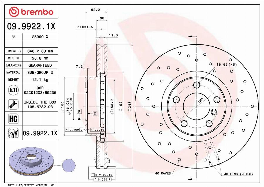 Brembo 09.9922.1X - Kočioni disk www.molydon.hr