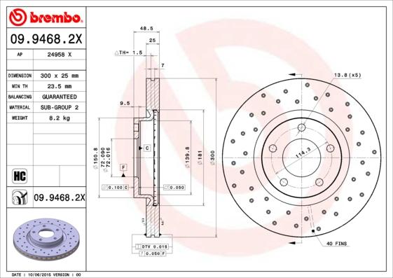 Brembo 09.9468.2X - Kočioni disk www.molydon.hr