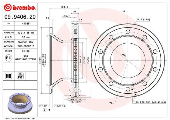 Brembo 09.9406.20 - Kočioni disk www.molydon.hr