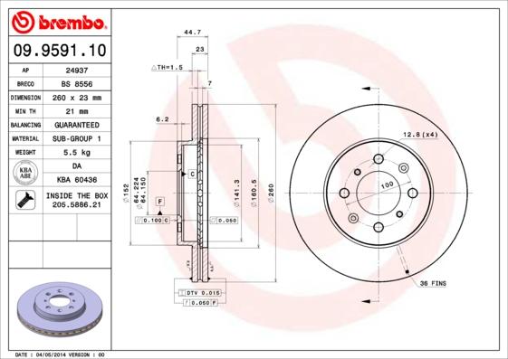 Brembo 09.9591.10 - Kočioni disk www.molydon.hr