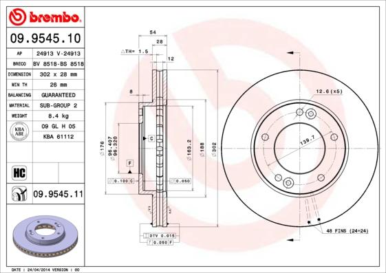 Brembo 09.9545.11 - Kočioni disk www.molydon.hr