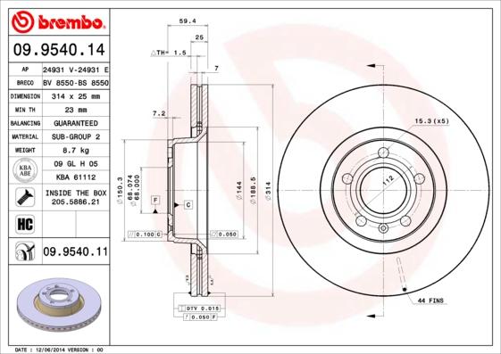 Brembo 09.9540.11 - Kočioni disk www.molydon.hr