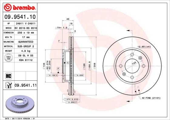 Brembo 09.9541.11 - Kočioni disk www.molydon.hr