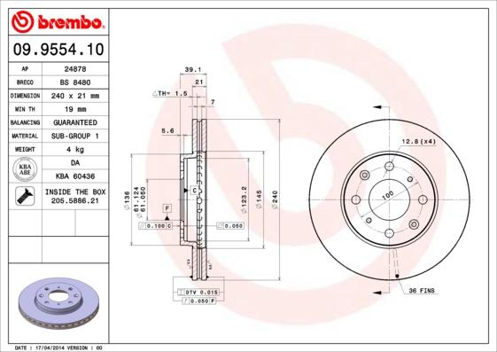 Brembo 09.9554.10 - Kočioni disk www.molydon.hr