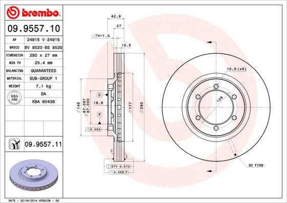 Brembo 09.9557.10 - Kočioni disk www.molydon.hr