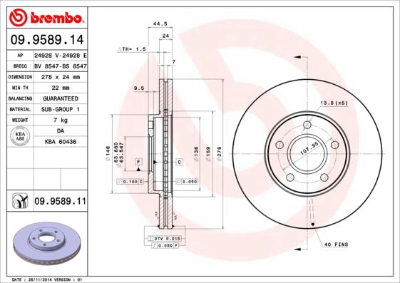 Brembo 09.9589.11 - Kočioni disk www.molydon.hr