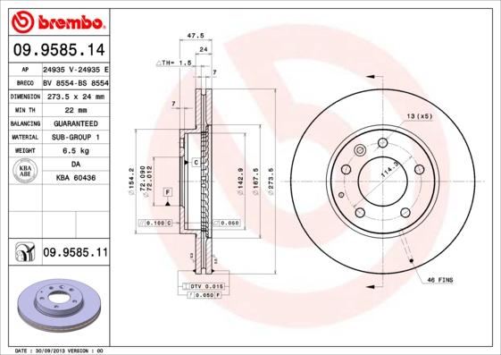 Brembo 09.9585.14 - Kočioni disk www.molydon.hr