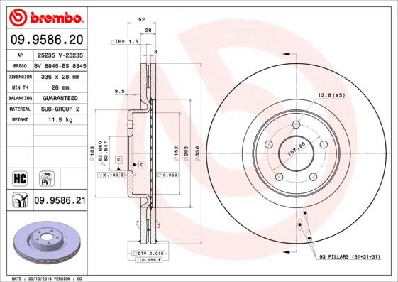 Brembo 09.9586.20 - Kočioni disk www.molydon.hr