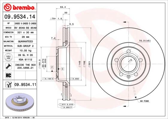 Brembo 09.9534.11 - Kočioni disk www.molydon.hr