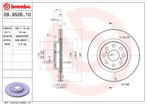 Brembo 09.9526.10 - Kočioni disk www.molydon.hr