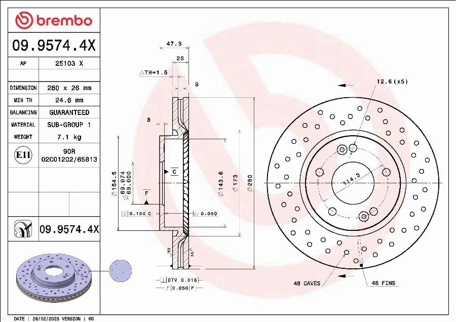 Brembo 09.9574.4X - Kočioni disk www.molydon.hr