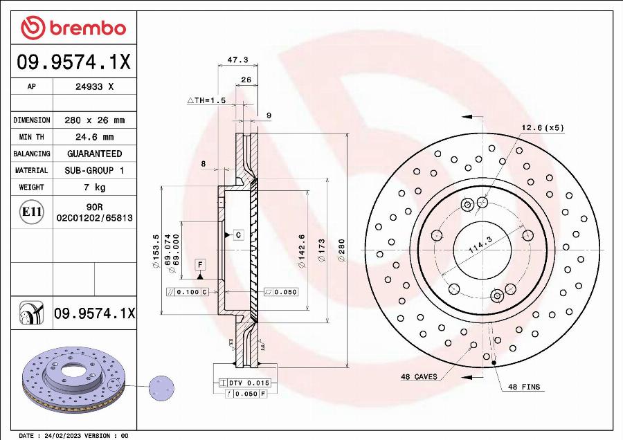 Brembo 09.9574.1X - Kočioni disk www.molydon.hr