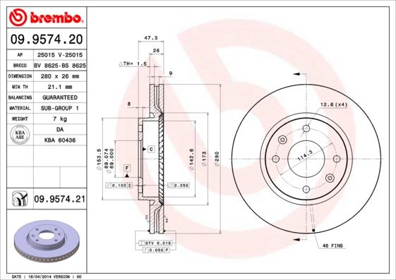 Brembo 09.9574.20 - Kočioni disk www.molydon.hr