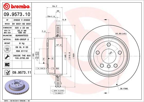 Brembo 09.9573.11 - Kočioni disk www.molydon.hr