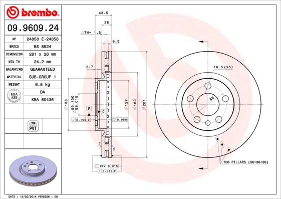 Brembo 09.9609.24 - Kočioni disk www.molydon.hr