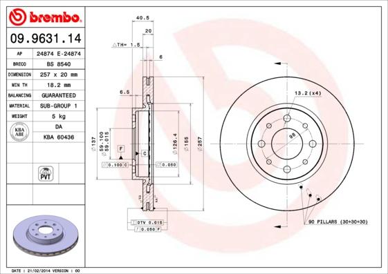 Brembo 09.9631.14 - Kočioni disk www.molydon.hr