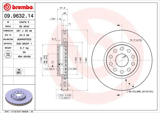 Brembo 09.9632.14 - Kočioni disk www.molydon.hr