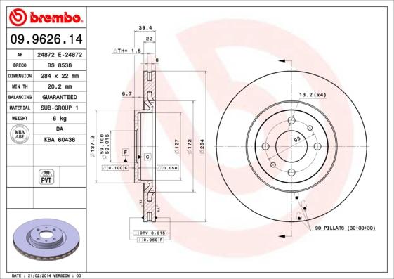 Brembo 09.9626.14 - Kočioni disk www.molydon.hr