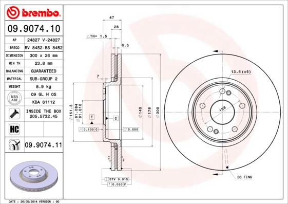 Brembo 09.9074.10 - Kočioni disk www.molydon.hr