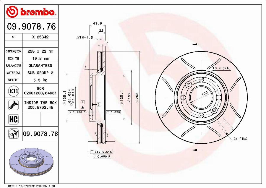 Brembo 09.9078.76 - Kočioni disk www.molydon.hr