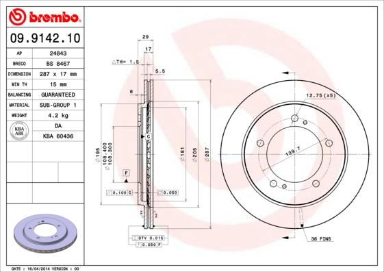 Brembo 09.9142.11 - Kočioni disk www.molydon.hr