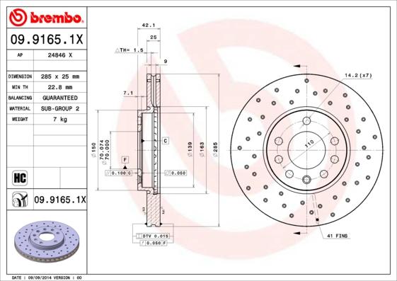 Brembo 09.9165.1X - Kočioni disk www.molydon.hr