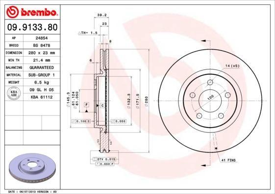 Brembo 09.9133.80 - Kočioni disk www.molydon.hr