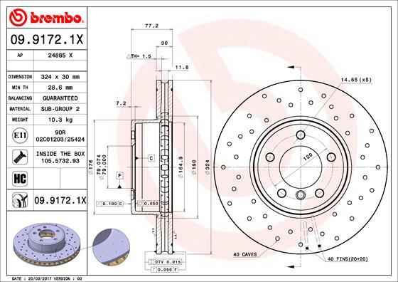 Brembo 09.9172.1X - Kočioni disk www.molydon.hr