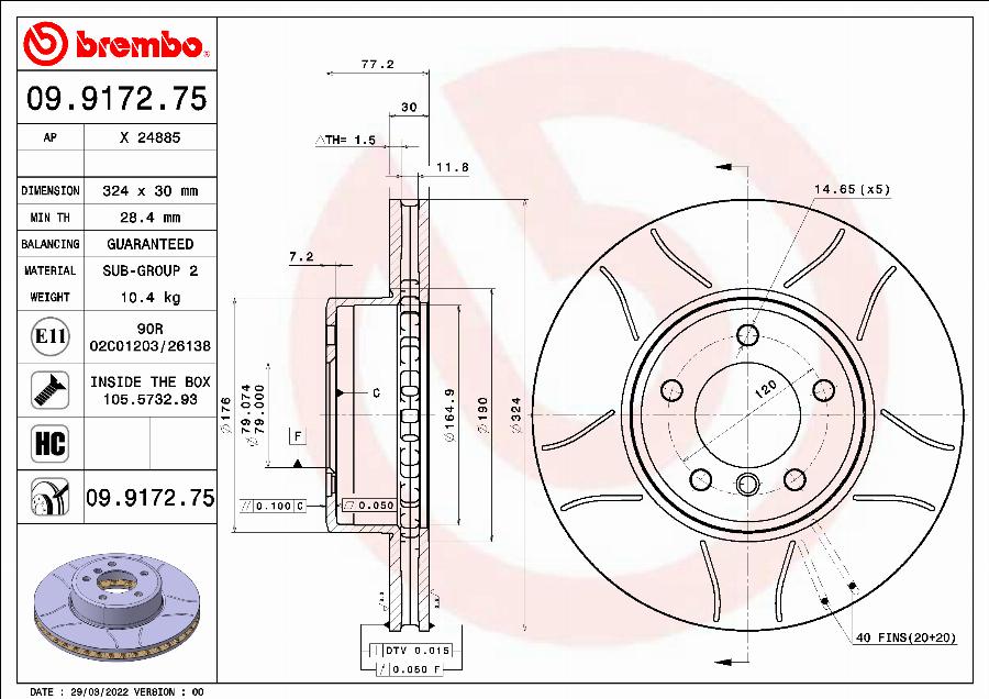 Brembo 09.9172.75 - Kočioni disk www.molydon.hr