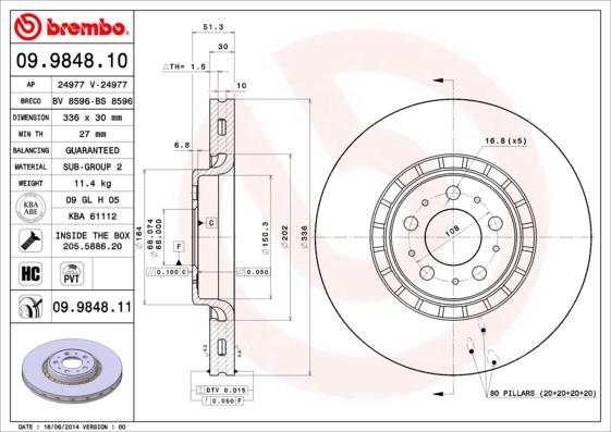 Brembo 09.9848.10 - Kočioni disk www.molydon.hr