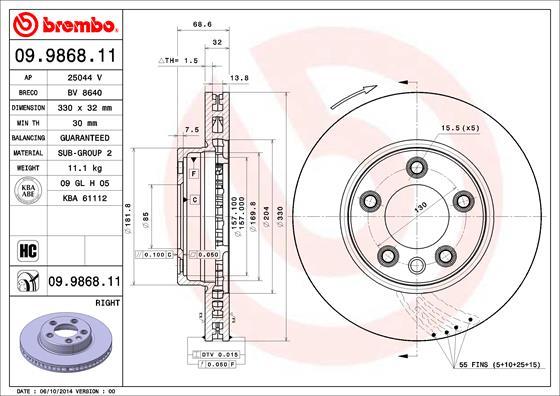 Brembo 09.9868.11 - Kočioni disk www.molydon.hr