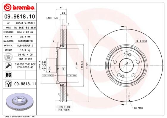 Brembo 09.9818.10 - Kočioni disk www.molydon.hr