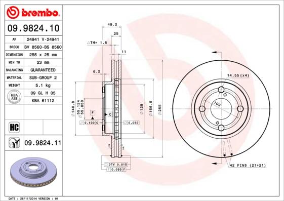 Brembo 09.9824.10 - Kočioni disk www.molydon.hr