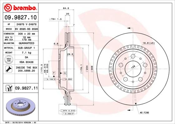 Brembo 09.9827.11 - Kočioni disk www.molydon.hr