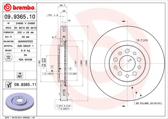 Brembo 09.9365.10 - Kočioni disk www.molydon.hr