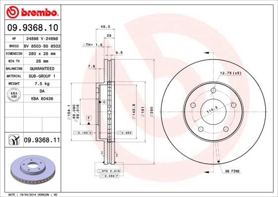 Brembo 09.9368.11 - Kočioni disk www.molydon.hr