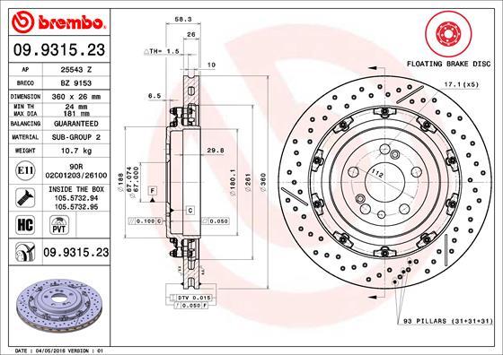 Brembo 09.9315.23 - Kočioni disk www.molydon.hr