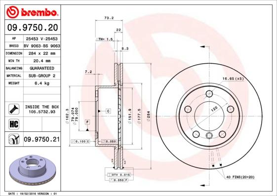 Brembo 09.9750.21 - Kočioni disk www.molydon.hr