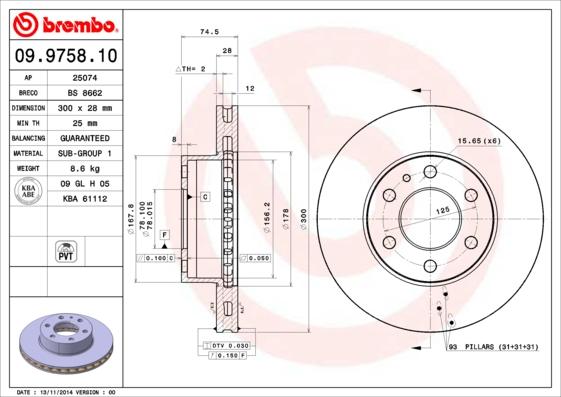 Brembo 09.9758.10 - Kočioni disk www.molydon.hr