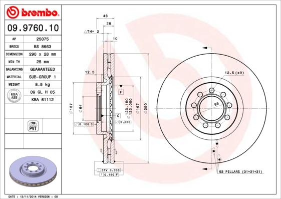 Brembo 09.9760.10 - Kočioni disk www.molydon.hr