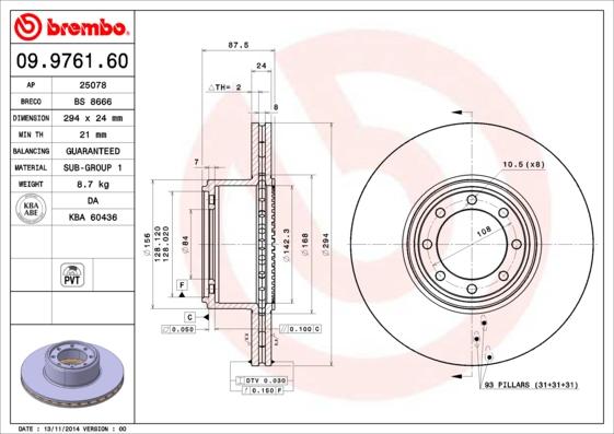 Brembo 09.9761.60 - Kočioni disk www.molydon.hr